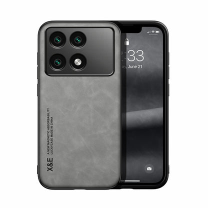 For Xiaomi Redmi K70E Skin Feel Magnetic Leather Back Phone Case(Light Grey) - K70E Cases by PMC Jewellery | Online Shopping South Africa | PMC Jewellery