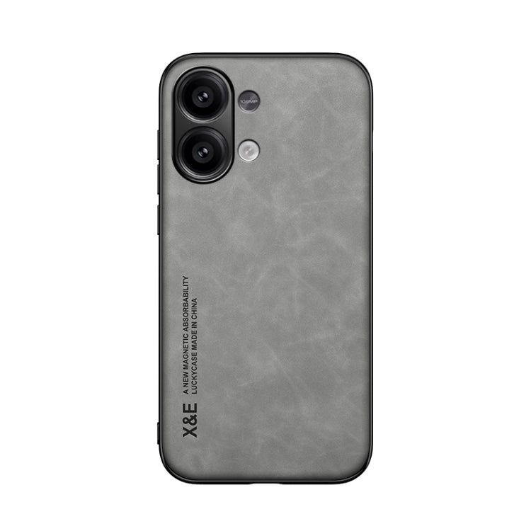 For Xiaomi Redmi Note 13 4G Skin Feel Magnetic Leather Back Phone Case(Light Grey) - Note 13 Cases by PMC Jewellery | Online Shopping South Africa | PMC Jewellery | Buy Now Pay Later Mobicred