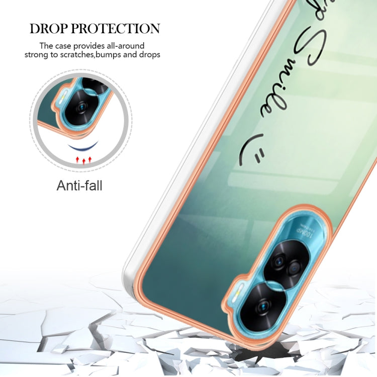 For Honor 90 Lite 5G Electroplating Marble Dual-side IMD Phone Case(Smile) - Honor Cases by PMC TechLife | Online Shopping South Africa | PMC TechLife | Buy Now Pay Later Mobicred