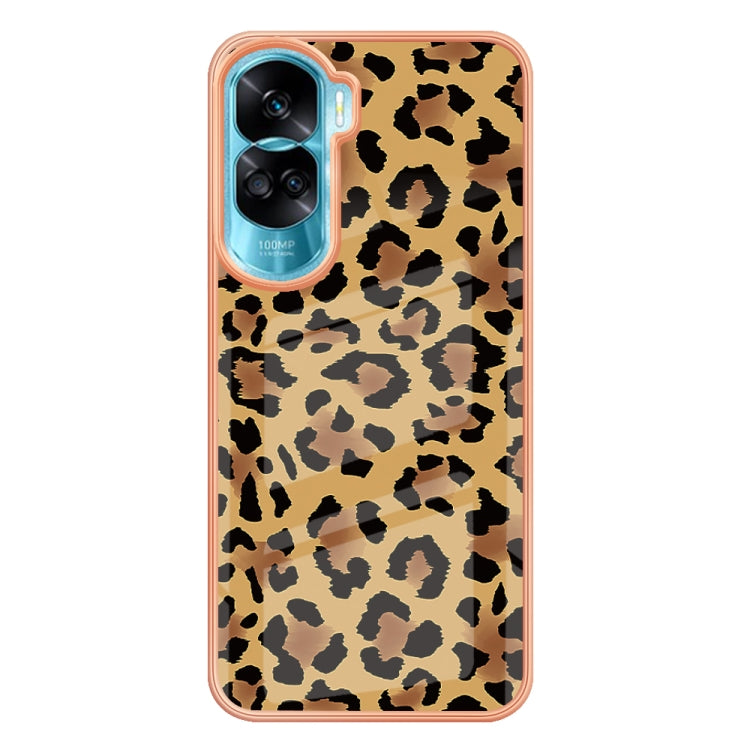For Honor 90 Lite 5G Electroplating Marble Dual-side IMD Phone Case(Leopard Print) - Honor Cases by PMC TechLife | Online Shopping South Africa | PMC TechLife | Buy Now Pay Later Mobicred