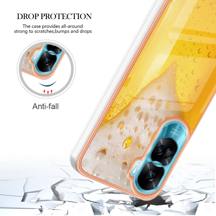 For Honor 90 Lite 5G Electroplating Marble Dual-side IMD Phone Case(Draft Beer) - Honor Cases by PMC TechLife | Online Shopping South Africa | PMC TechLife | Buy Now Pay Later Mobicred