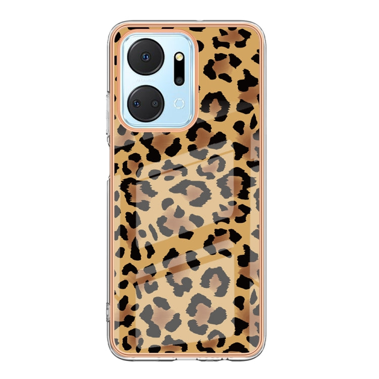 For Honor X7a Electroplating Marble Dual-side IMD Phone Case(Leopard Print) - Honor Cases by PMC Jewellery | Online Shopping South Africa | PMC Jewellery | Buy Now Pay Later Mobicred