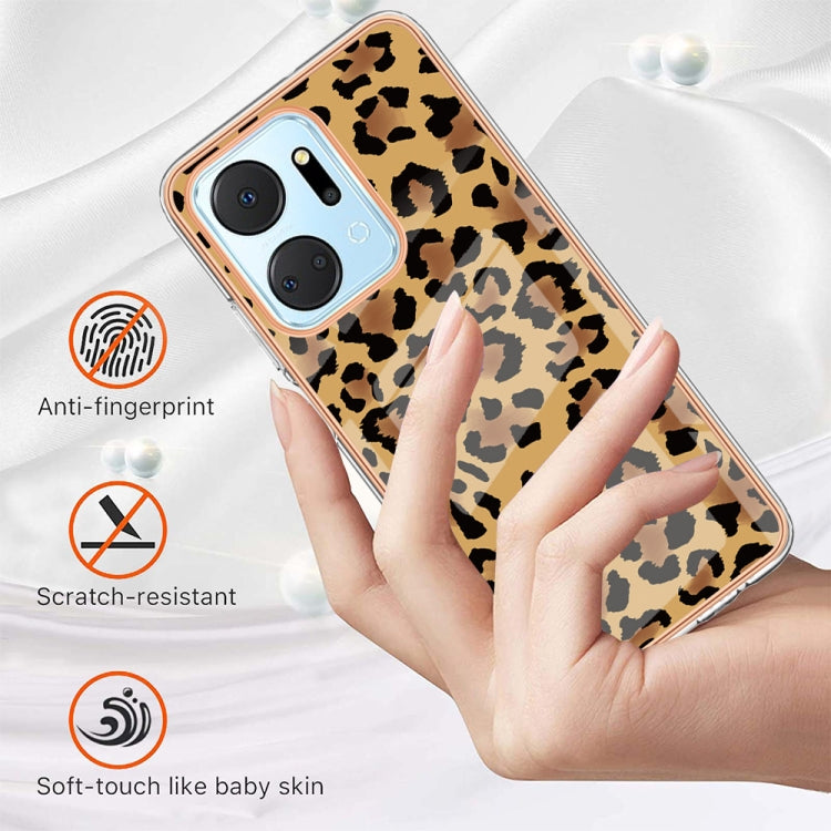 For Honor X7a Electroplating Marble Dual-side IMD Phone Case(Leopard Print) - Honor Cases by PMC Jewellery | Online Shopping South Africa | PMC Jewellery | Buy Now Pay Later Mobicred