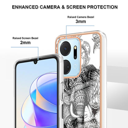 For Honor X7a Electroplating Marble Dual-side IMD Phone Case(Totem Elephant) - Honor Cases by PMC Jewellery | Online Shopping South Africa | PMC Jewellery | Buy Now Pay Later Mobicred