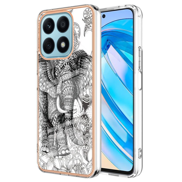 For Honor X8a Electroplating Marble Dual-side IMD Phone Case(Totem Elephant) - Honor Cases by PMC TechLife | Online Shopping South Africa | PMC TechLife | Buy Now Pay Later Mobicred