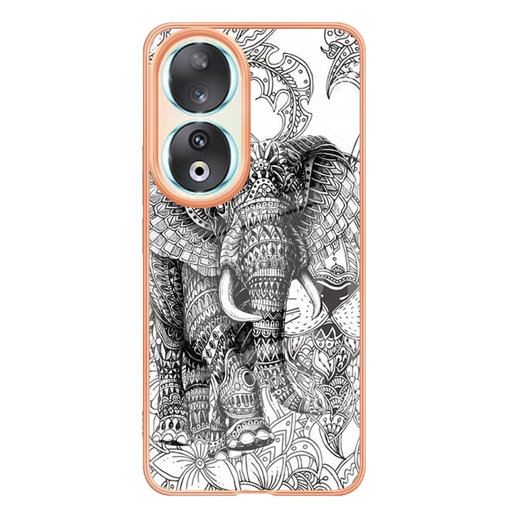 For Honor 90 5G Electroplating Marble Dual-side IMD Phone Case(Totem Elephant) - Honor Cases by PMC TechLife | Online Shopping South Africa | PMC TechLife | Buy Now Pay Later Mobicred