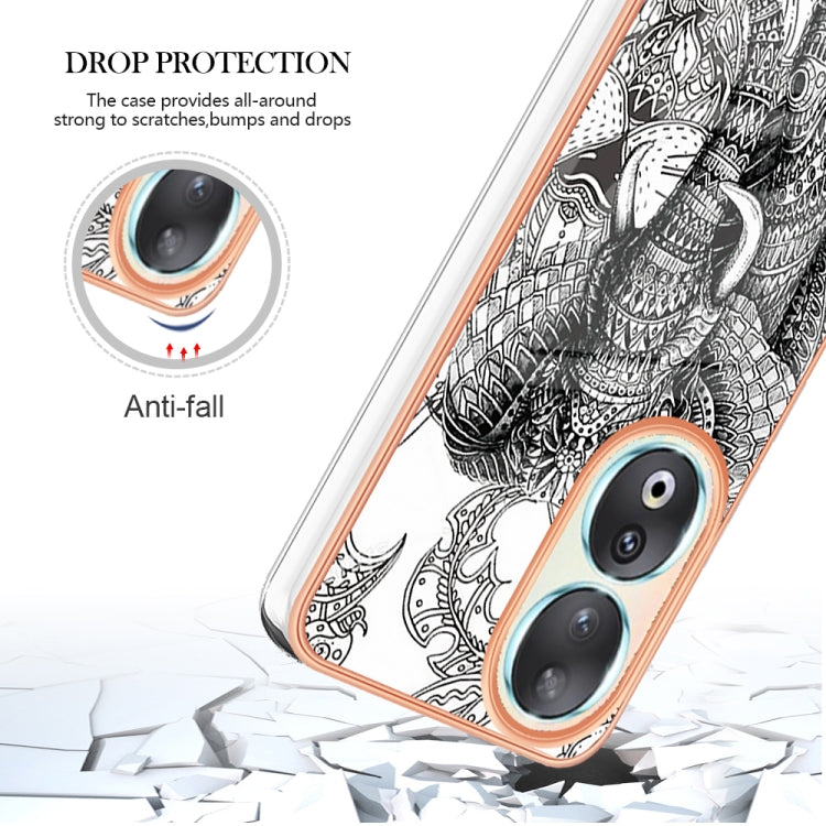 For Honor 90 5G Electroplating Marble Dual-side IMD Phone Case(Totem Elephant) - Honor Cases by PMC TechLife | Online Shopping South Africa | PMC TechLife | Buy Now Pay Later Mobicred