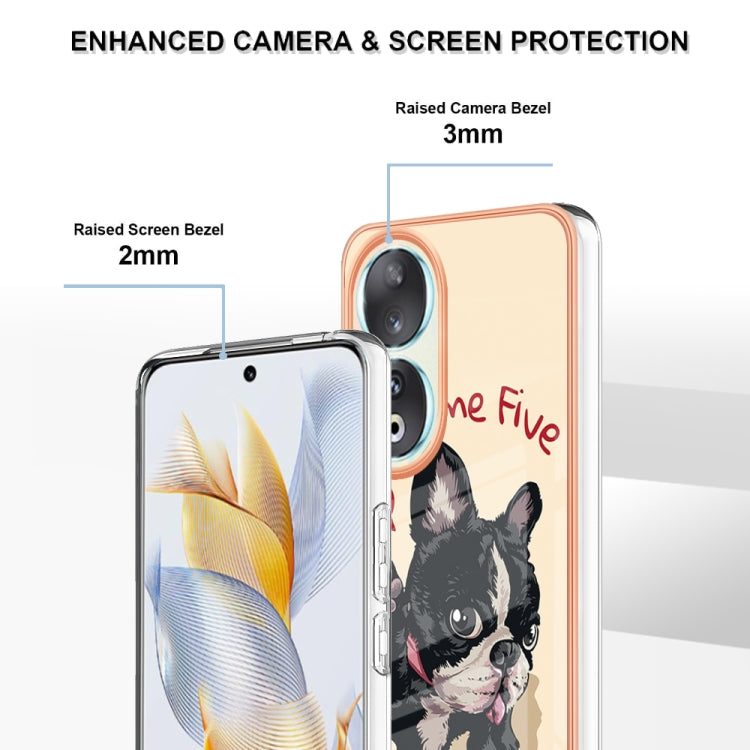 For Honor 90 5G Electroplating Marble Dual-side IMD Phone Case(Lucky Dog) - Honor Cases by PMC TechLife | Online Shopping South Africa | PMC TechLife | Buy Now Pay Later Mobicred