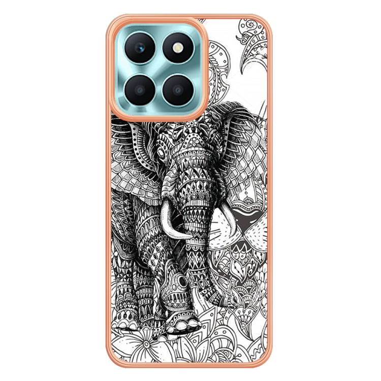 For Honor X6a Electroplating Marble Dual-side IMD Phone Case(Totem Elephant) - Honor Cases by PMC TechLife | Online Shopping South Africa | PMC TechLife | Buy Now Pay Later Mobicred
