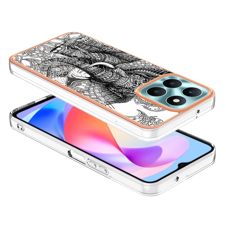 For Honor X6a Electroplating Marble Dual-side IMD Phone Case(Totem Elephant) - Honor Cases by PMC Jewellery | Online Shopping South Africa | PMC Jewellery | Buy Now Pay Later Mobicred