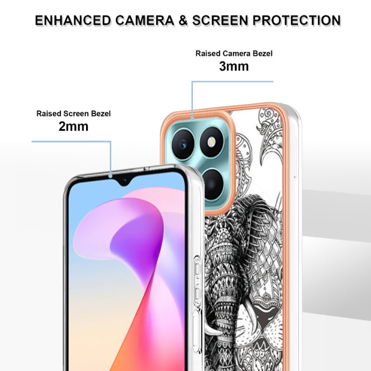 For Honor X6a Electroplating Marble Dual-side IMD Phone Case(Totem Elephant) - Honor Cases by PMC TechLife | Online Shopping South Africa | PMC TechLife | Buy Now Pay Later Mobicred