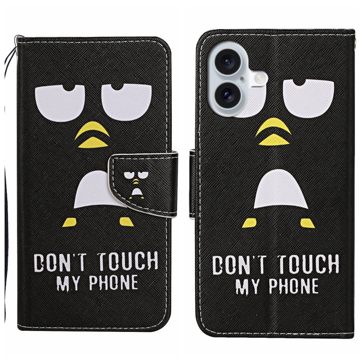 For iPhone 16 Plus 3D Colored Drawing Flip Leather Phone Case(Penguins) - iPhone 16 Plus Cases by PMC TechLife | Online Shopping South Africa | PMC TechLife | Buy Now Pay Later Mobicred