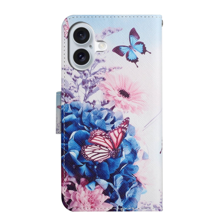 For iPhone 16 Plus 3D Colored Drawing Flip Leather Phone Case(Purple butterfly) - iPhone 16 Plus Cases by PMC TechLife | Online Shopping South Africa | PMC TechLife | Buy Now Pay Later Mobicred