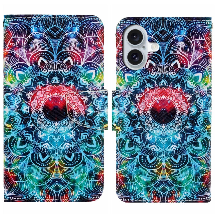 For iPhone 16 Plus 3D Colored Drawing Flip Leather Phone Case(Mandala) - iPhone 16 Plus Cases by PMC TechLife | Online Shopping South Africa | PMC TechLife | Buy Now Pay Later Mobicred