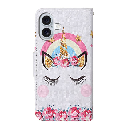 For iPhone 16 Plus 3D Colored Drawing Flip Leather Phone Case(Crown) - iPhone 16 Plus Cases by PMC Jewellery | Online Shopping South Africa | PMC Jewellery | Buy Now Pay Later Mobicred