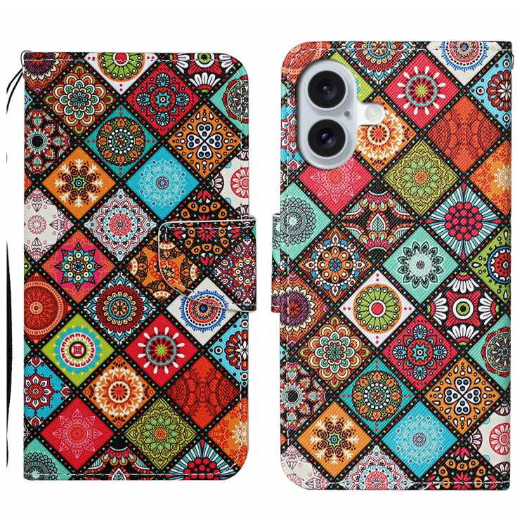 For iPhone 16 3D Colored Drawing Flip Leather Phone Case(Ethnic Totem) - iPhone 16 Cases by PMC TechLife | Online Shopping South Africa | PMC TechLife | Buy Now Pay Later Mobicred