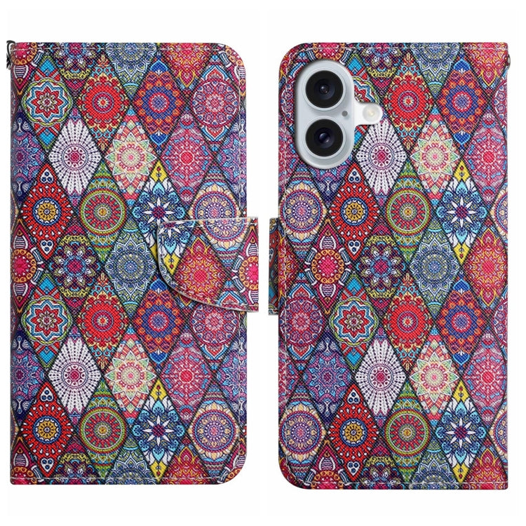 For iPhone 16 3D Colored Drawing Flip Leather Phone Case(Kaleidoscope) - iPhone 16 Cases by PMC TechLife | Online Shopping South Africa | PMC TechLife | Buy Now Pay Later Mobicred