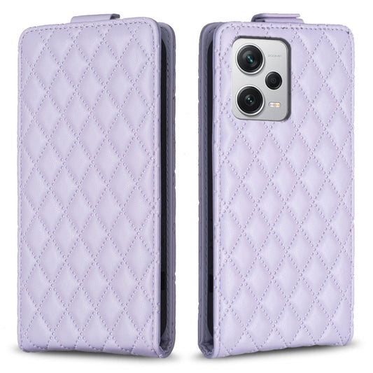 For Redmi Note 12 Pro+ Global Diamond Lattice Vertical Flip Leather Phone Case(Purple) - Xiaomi Cases by PMC Jewellery | Online Shopping South Africa | PMC Jewellery | Buy Now Pay Later Mobicred