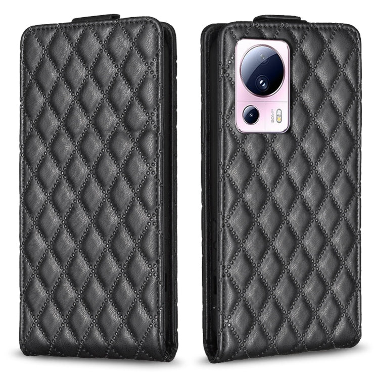 For Xiaomi 13 Lite / Civi 2 Diamond Lattice Vertical Flip Leather Phone Case(Black) - 13 Lite Cases by PMC Jewellery | Online Shopping South Africa | PMC Jewellery | Buy Now Pay Later Mobicred