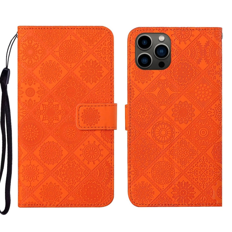 For iPhone 16 Pro Ethnic Style Embossed Pattern Leather Phone Case(Orange) - iPhone 16 Pro Cases by PMC TechLife | Online Shopping South Africa | PMC TechLife | Buy Now Pay Later Mobicred