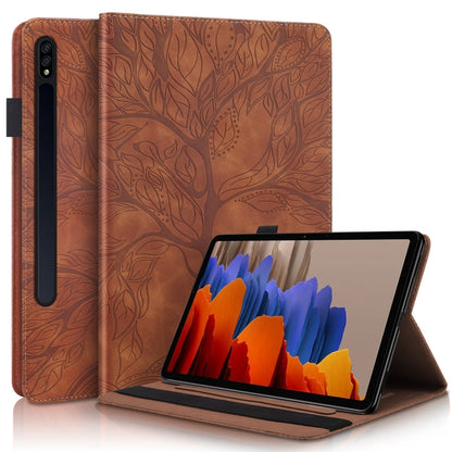 For Samsung Galaxy Tab S9+ / S9 FE+ Life Tree Series Horizontal Flip Leather Tablet Case(Brown) - Galaxy Tab S9+ Cases by PMC Jewellery | Online Shopping South Africa | PMC Jewellery | Buy Now Pay Later Mobicred