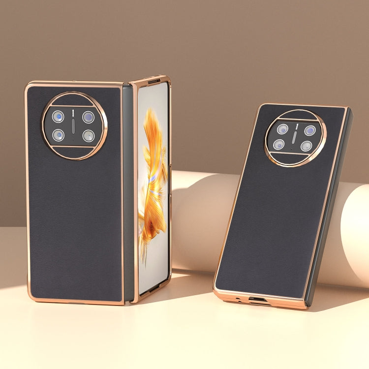 For Huawei Mate X3 Electroplating Haze Texture PU Phone Case(Black) - Huawei Cases by PMC TechLife | Online Shopping South Africa | PMC TechLife