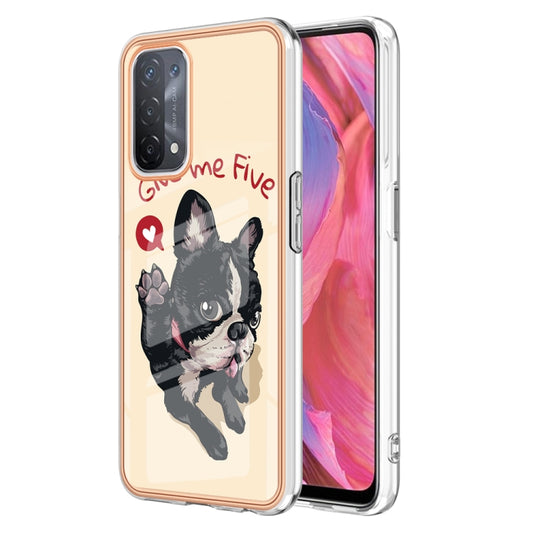 For OPPO A74 / A93 5G / A54 5G / A93s 5G Electroplating Marble Dual-side IMD Phone Case(Lucky Dog) - OPPO Cases by PMC Jewellery | Online Shopping South Africa | PMC Jewellery | Buy Now Pay Later Mobicred
