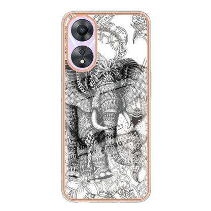 For OPPO A78 / A58 Electroplating Marble Dual-side IMD Phone Case(Totem Elephant) - OPPO Cases by PMC Jewellery | Online Shopping South Africa | PMC Jewellery | Buy Now Pay Later Mobicred