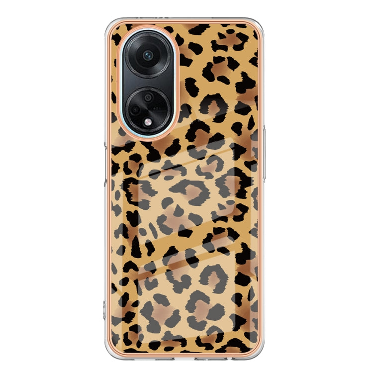 For OPPO A98 Electroplating Marble Dual-side IMD Phone Case(Leopard Print) - OPPO Cases by PMC Jewellery | Online Shopping South Africa | PMC Jewellery | Buy Now Pay Later Mobicred