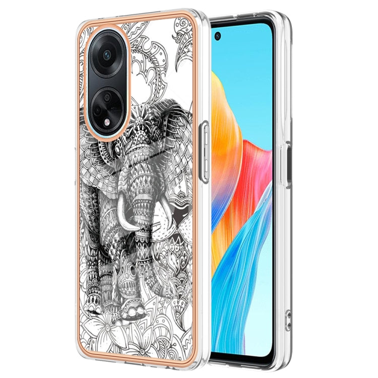 For OPPO A98 Electroplating Marble Dual-side IMD Phone Case(Totem Elephant) - OPPO Cases by PMC Jewellery | Online Shopping South Africa | PMC Jewellery | Buy Now Pay Later Mobicred