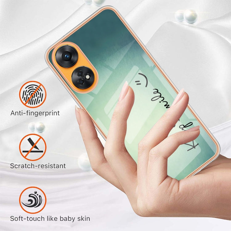 For OPPO Reno8 T 4G Electroplating Marble Dual-side IMD Phone Case(Smile) - free shipping - PMC TechLife - Order now!