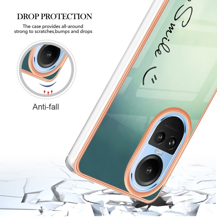 For OPPO Reno10 5G Global Electroplating Marble Dual-side IMD Phone Case(Smile) - OPPO Cases by PMC Jewellery | Online Shopping South Africa | PMC Jewellery | Buy Now Pay Later Mobicred