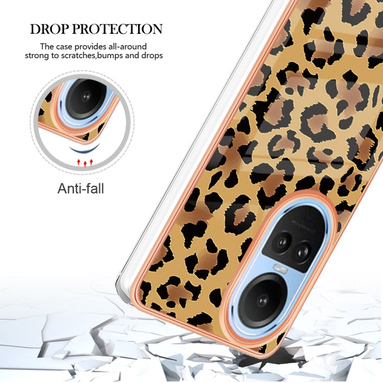 For OPPO Reno10 5G Global Electroplating Marble Dual-side IMD Phone Case(Leopard Print) - OPPO Cases by PMC Jewellery | Online Shopping South Africa | PMC Jewellery | Buy Now Pay Later Mobicred