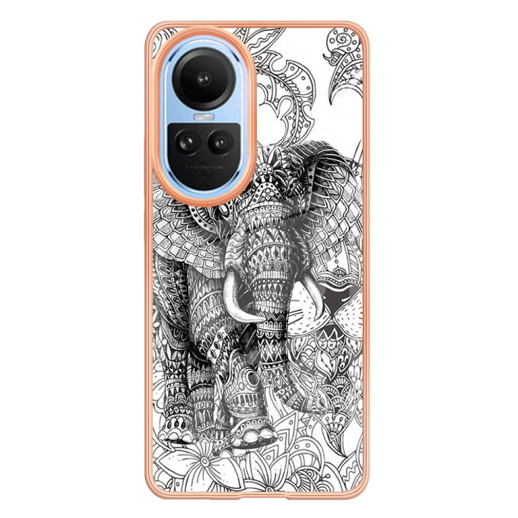 For OPPO Reno10 5G Global Electroplating Marble Dual-side IMD Phone Case(Totem Elephant) - OPPO Cases by PMC Jewellery | Online Shopping South Africa | PMC Jewellery | Buy Now Pay Later Mobicred