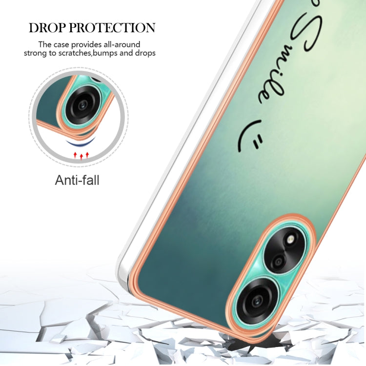 For OPPO A78 4G Electroplating Marble Dual-side IMD Phone Case(Smile) - OPPO Cases by PMC Jewellery | Online Shopping South Africa | PMC Jewellery | Buy Now Pay Later Mobicred