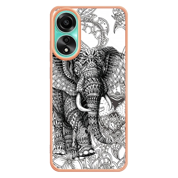 For OPPO A78 4G Electroplating Marble Dual-side IMD Phone Case(Totem Elephant) - OPPO Cases by PMC TechLife | Online Shopping South Africa | PMC TechLife | Buy Now Pay Later Mobicred