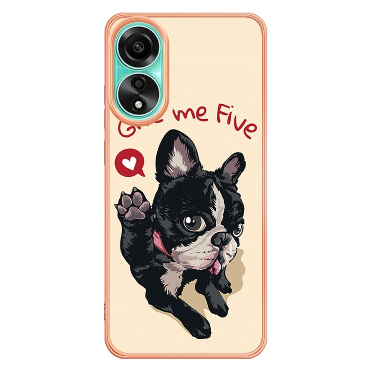 For OPPO A78 4G Electroplating Marble Dual-side IMD Phone Case(Lucky Dog) - OPPO Cases by PMC TechLife | Online Shopping South Africa | PMC TechLife | Buy Now Pay Later Mobicred