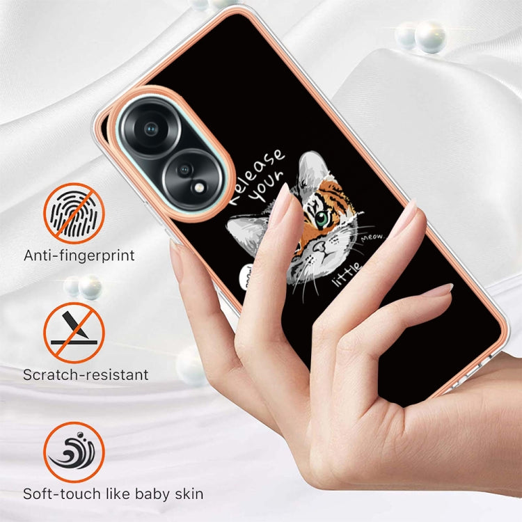 For OPPO A58 4G Electroplating Marble Dual-side IMD Phone Case(Natural Growth) - OPPO Cases by PMC TechLife | Online Shopping South Africa | PMC TechLife | Buy Now Pay Later Mobicred