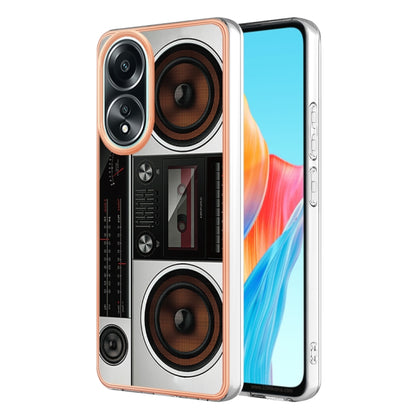For OPPO A58 4G Electroplating Marble Dual-side IMD Phone Case(Retro Radio) - OPPO Cases by PMC Jewellery | Online Shopping South Africa | PMC Jewellery | Buy Now Pay Later Mobicred