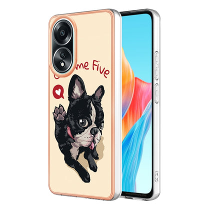 For OPPO A58 4G Electroplating Marble Dual-side IMD Phone Case(Lucky Dog) - OPPO Cases by PMC Jewellery | Online Shopping South Africa | PMC Jewellery | Buy Now Pay Later Mobicred