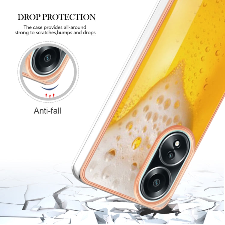 For OPPO A58 4G Electroplating Marble Dual-side IMD Phone Case(Draft Beer) - OPPO Cases by PMC TechLife | Online Shopping South Africa | PMC TechLife | Buy Now Pay Later Mobicred
