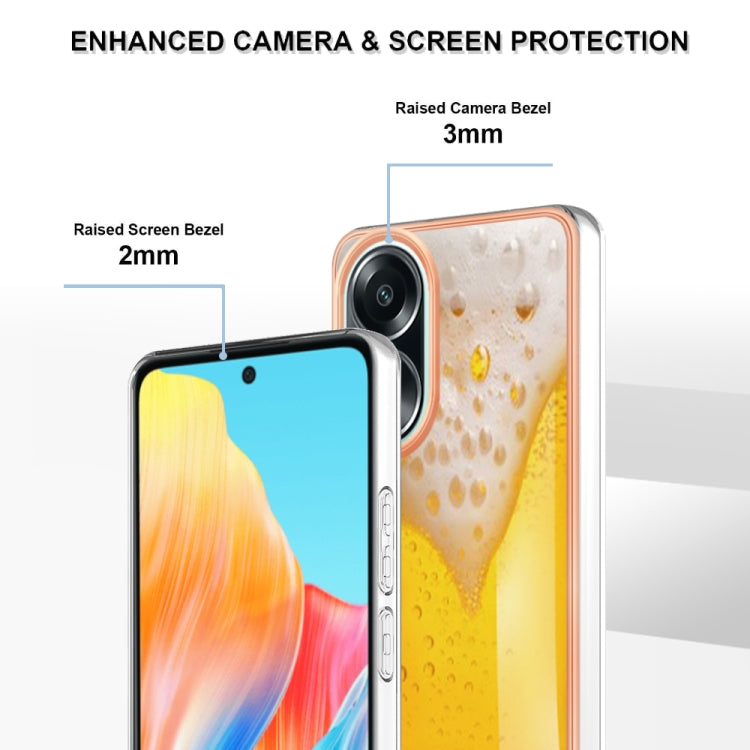 For OPPO A58 4G Electroplating Marble Dual-side IMD Phone Case(Draft Beer) - OPPO Cases by PMC TechLife | Online Shopping South Africa | PMC TechLife | Buy Now Pay Later Mobicred