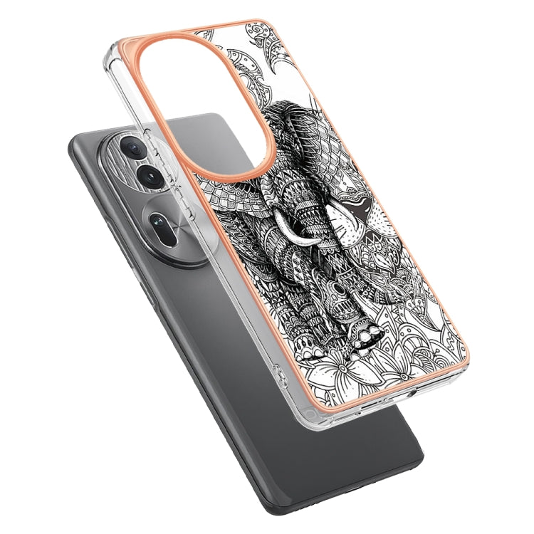 For OPPO Reno11 Pro 5G Global Electroplating Marble Dual-side IMD Phone Case(Totem Elephant) - Reno11 Pro Cases by PMC Jewellery | Online Shopping South Africa | PMC Jewellery | Buy Now Pay Later Mobicred
