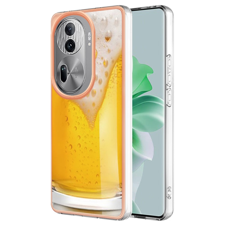 For OPPO Reno11 Pro 5G Global Electroplating Marble Dual-side IMD Phone Case(Draft Beer) - Reno11 Pro Cases by PMC Jewellery | Online Shopping South Africa | PMC Jewellery | Buy Now Pay Later Mobicred