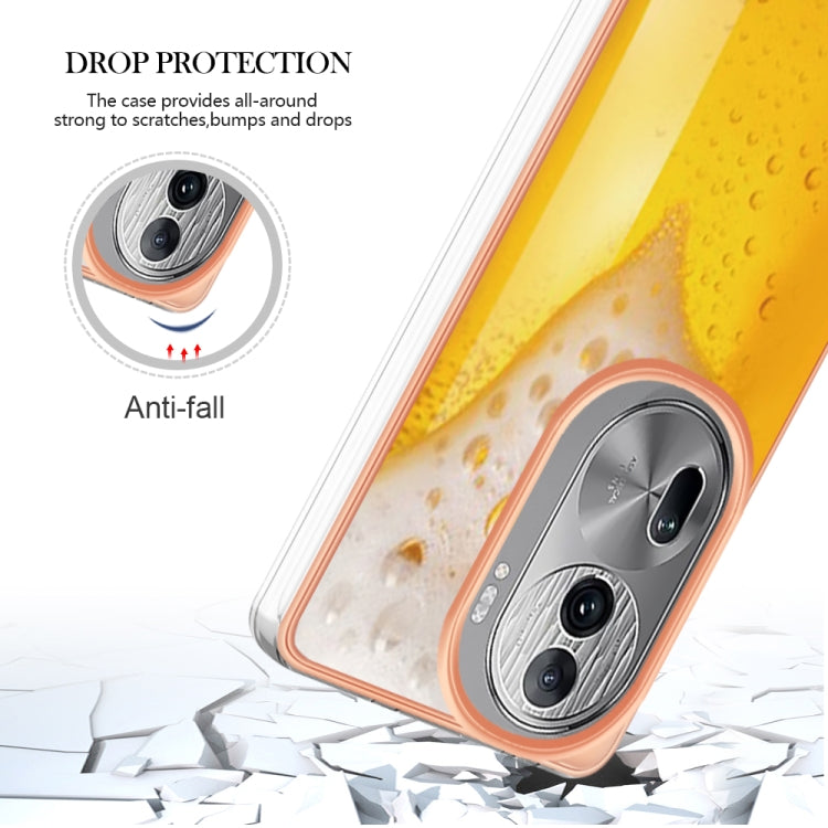 For OPPO Reno11 Pro 5G Global Electroplating Marble Dual-side IMD Phone Case(Draft Beer) - Reno11 Pro Cases by PMC TechLife | Online Shopping South Africa | PMC TechLife | Buy Now Pay Later Mobicred