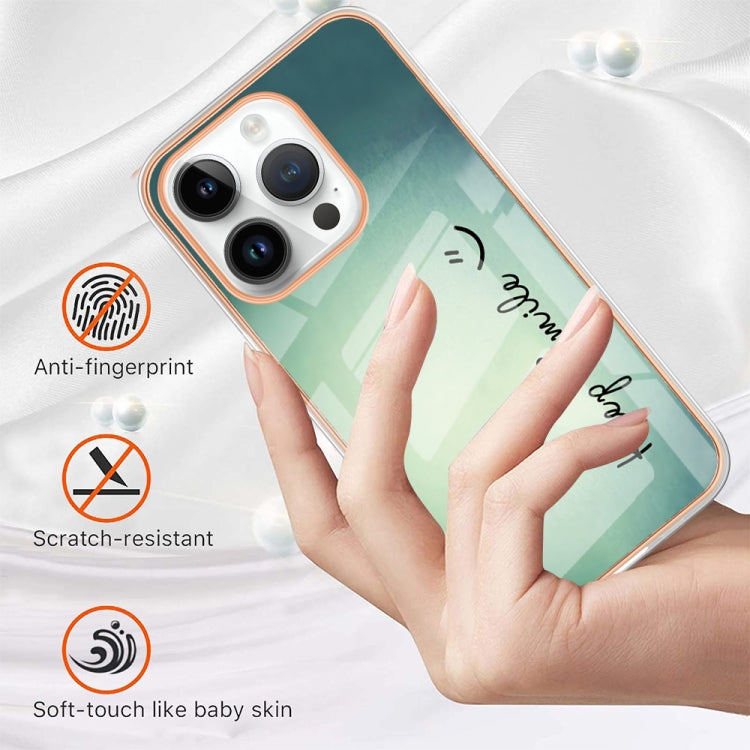 For iPhone 16 Pro Max Electroplating Marble Dual-side IMD Phone Case(Smile) - iPhone 16 Pro Max Cases by PMC TechLife | Online Shopping South Africa | PMC TechLife | Buy Now Pay Later Mobicred