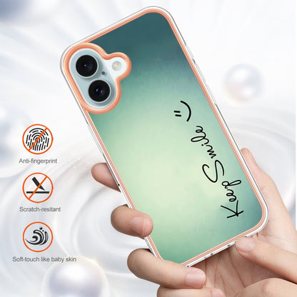 For iPhone 16 Electroplating Marble Dual-side IMD Phone Case(Smile) - iPhone 16 Cases by PMC Jewellery | Online Shopping South Africa | PMC Jewellery | Buy Now Pay Later Mobicred