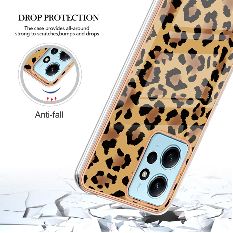 For Xiaomi Redmi Note 12 4G Electroplating Marble Dual-side IMD Phone Case(Leopard Print) - Xiaomi Cases by PMC TechLife | Online Shopping South Africa | PMC TechLife | Buy Now Pay Later Mobicred