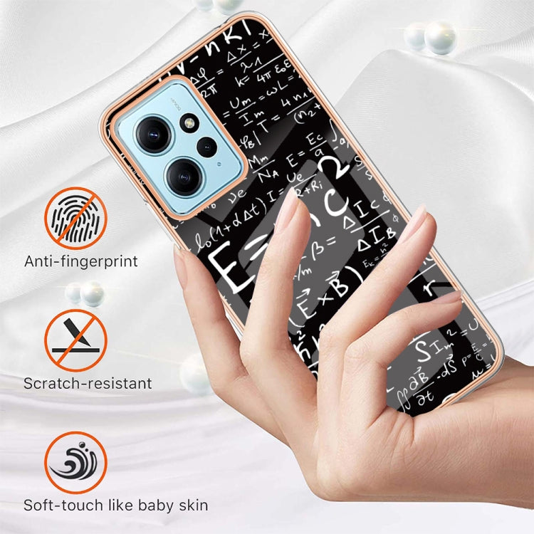 For Xiaomi Redmi Note 12 4G Electroplating Marble Dual-side IMD Phone Case(Equation) - Xiaomi Cases by PMC TechLife | Online Shopping South Africa | PMC TechLife | Buy Now Pay Later Mobicred