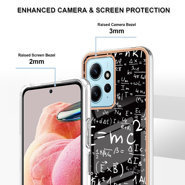 For Xiaomi Redmi Note 12 4G Electroplating Marble Dual-side IMD Phone Case(Equation) - Xiaomi Cases by PMC TechLife | Online Shopping South Africa | PMC TechLife | Buy Now Pay Later Mobicred